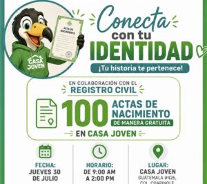 Casa Joven Coapinole acercará expedición gratuita de actas de nacimiento