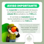 Aviso a la ciudadanía: Se solicita no sacar la basura ante el paso del huracán Simón